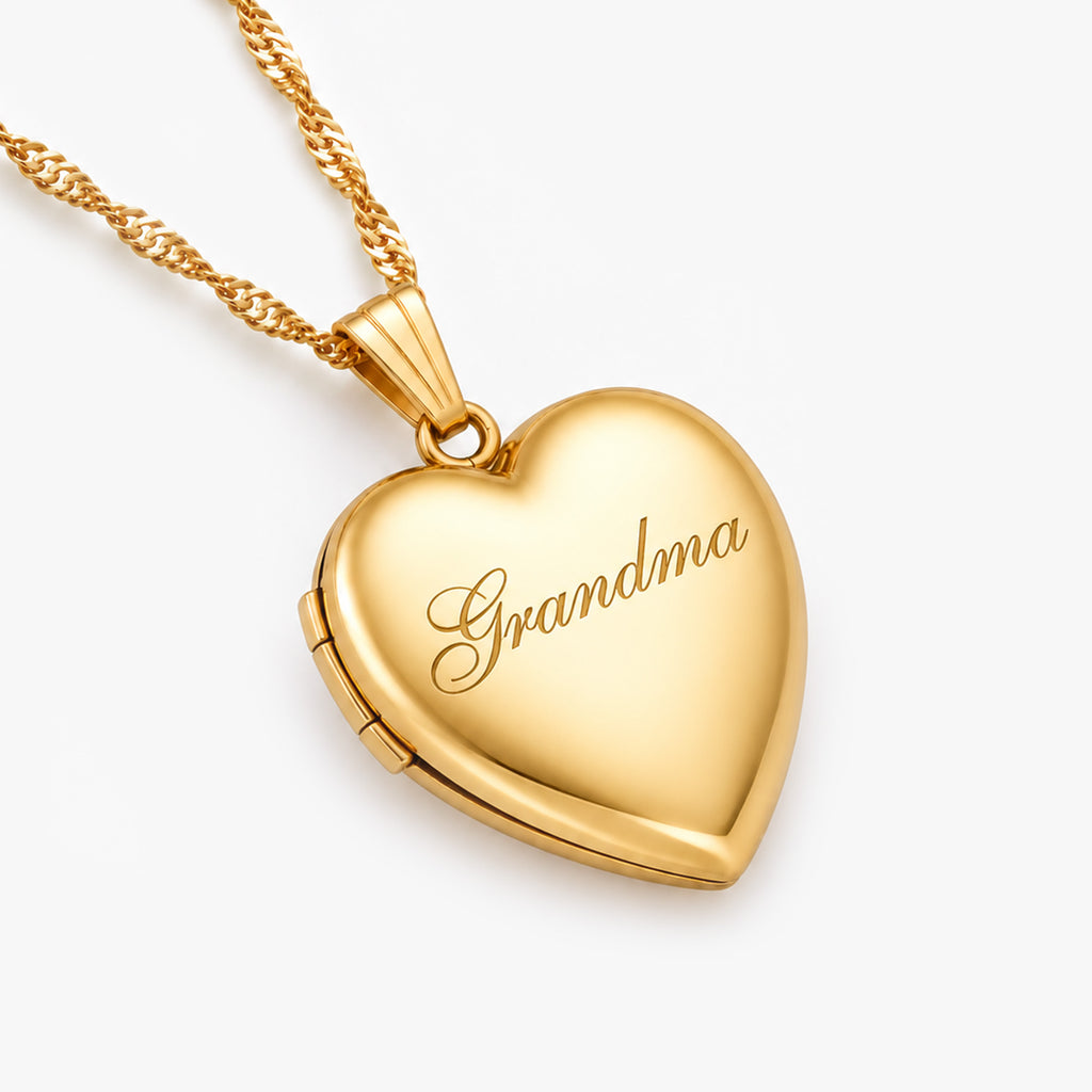 14K Gold-Filled Grandma Heart Photo Locket