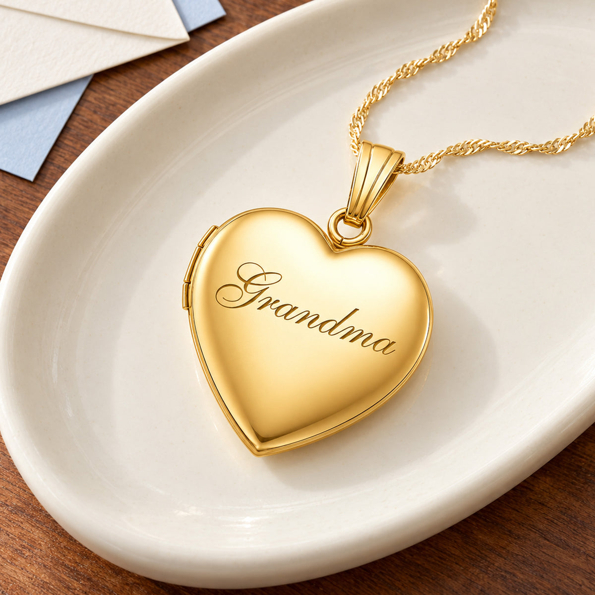 14K Gold-Filled Grandma Heart Photo Locket - lifestyle