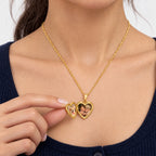 14K Gold-Filled Grandma Heart Photo Locket - on model