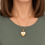 14K Gold-Filled Mom Heart Photo Locket - on model