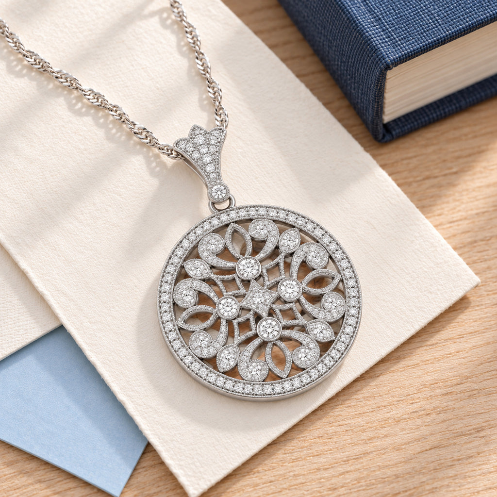 Cubic Zirconia or CZ Round Photo Locket - lifestyle