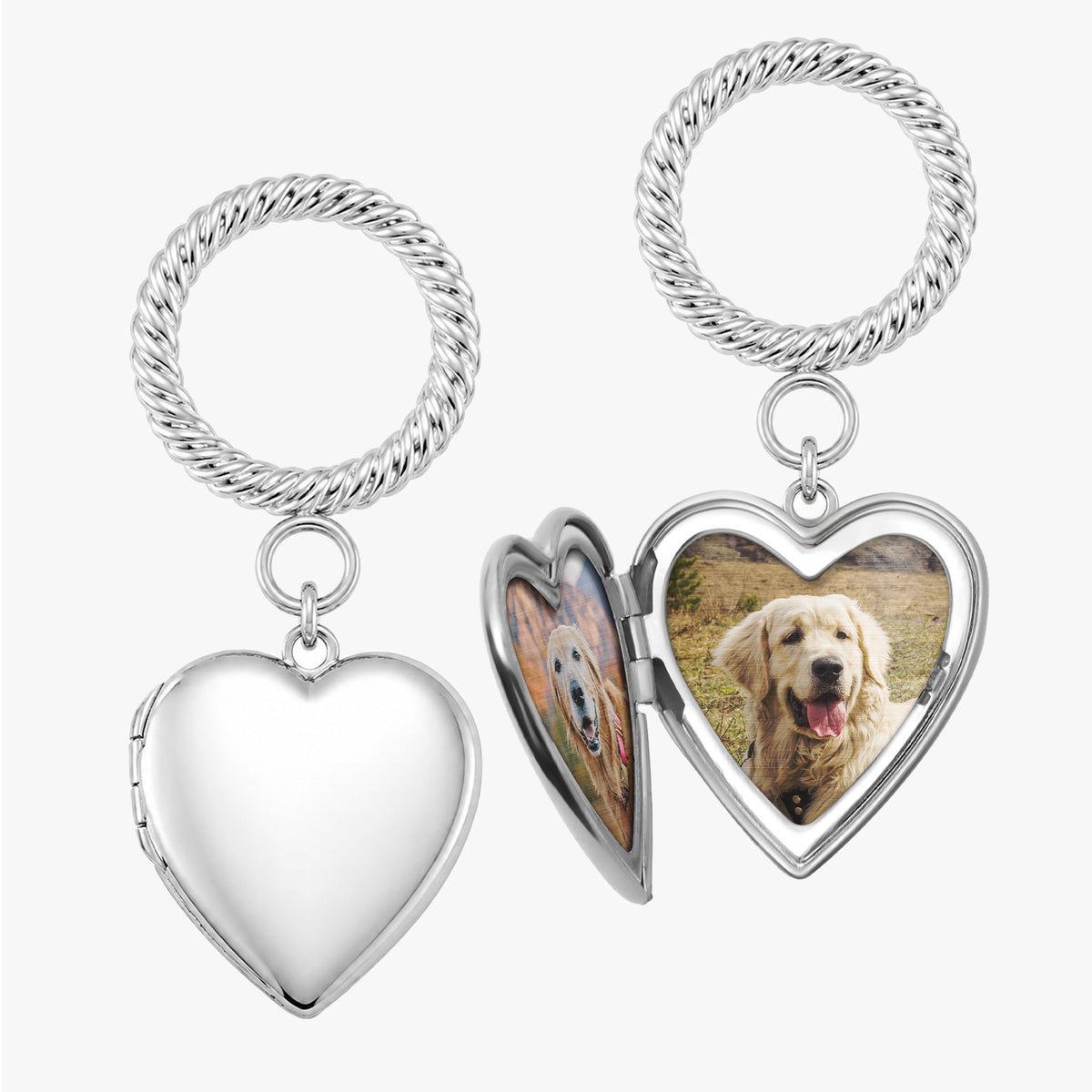 Wedding Bouquet Heart Photo Locket With Ribbon Loop