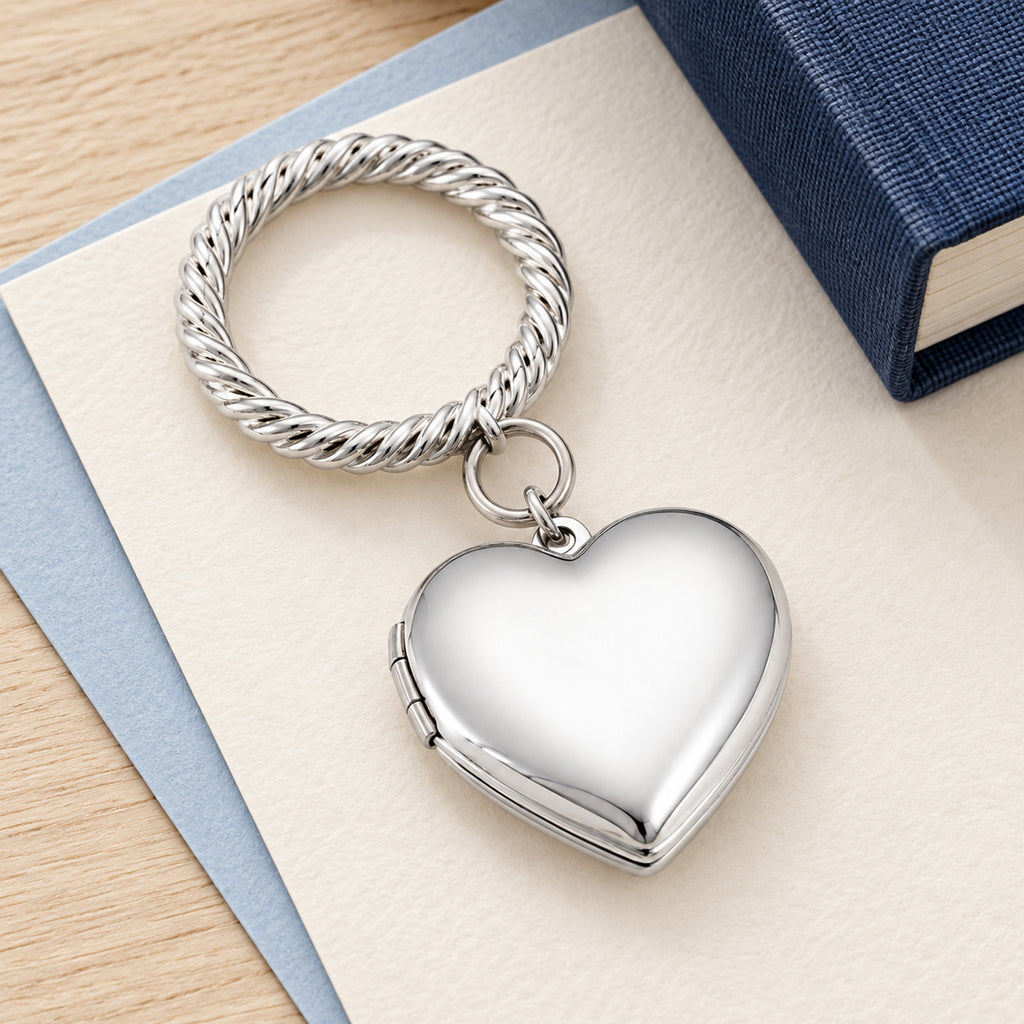 Wedding Bouquet Heart Photo Locket With Ribbon Loop - lifestyle