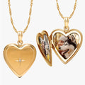 14K Gold Filled Floral Heart Photo Locket With Diamond
