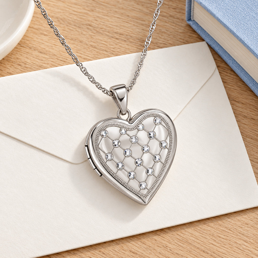 Swarovski Crystal Heart Photo Locket - lifestyle