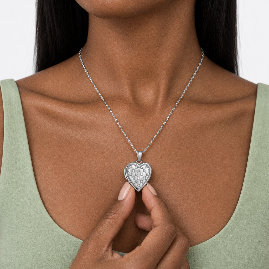 Swarovski Crystal Heart Photo Locket - on model