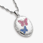 Enameled Butterfly Oval Photo Locket