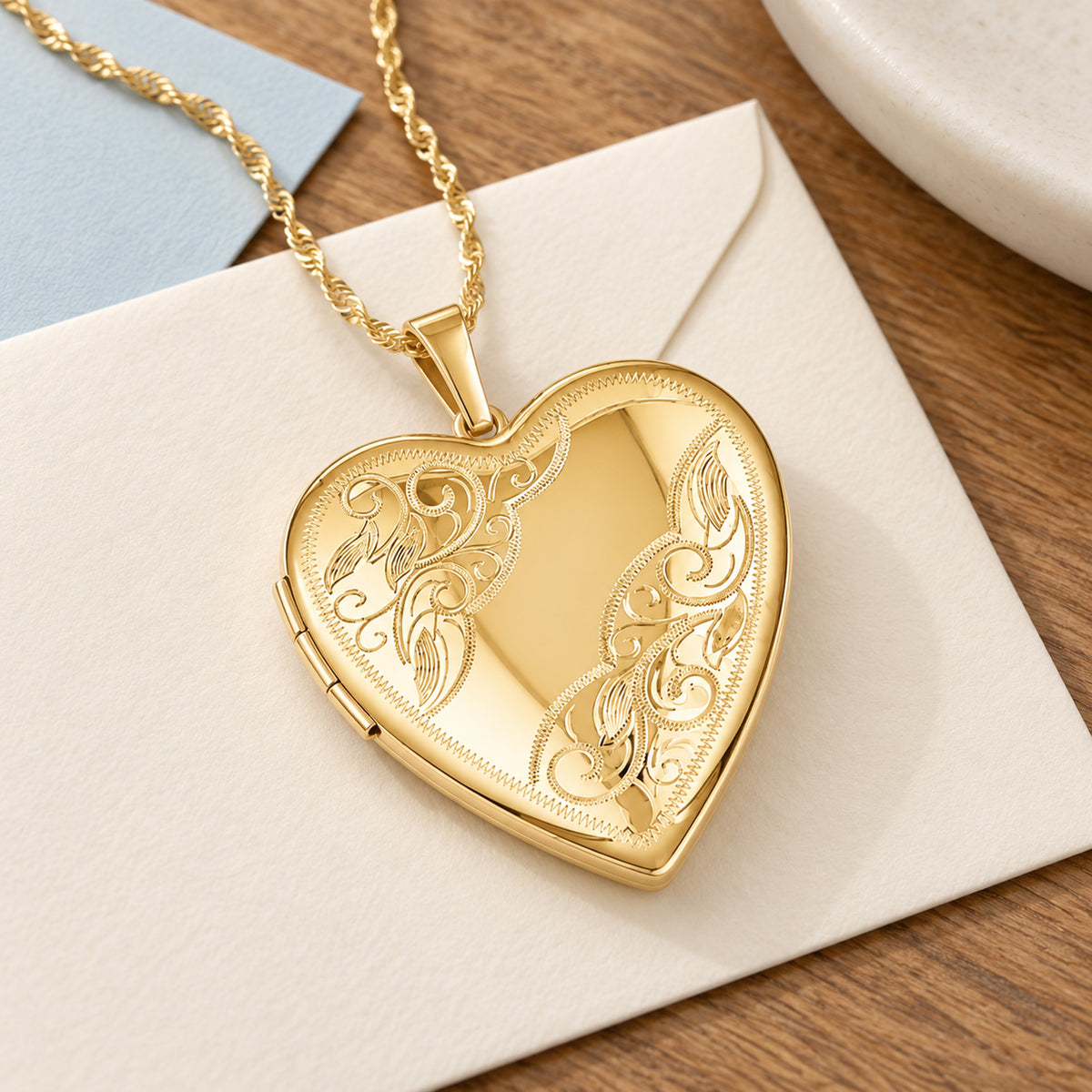 14K Gold Filled Floral Heart Photo Locket - lifestyle