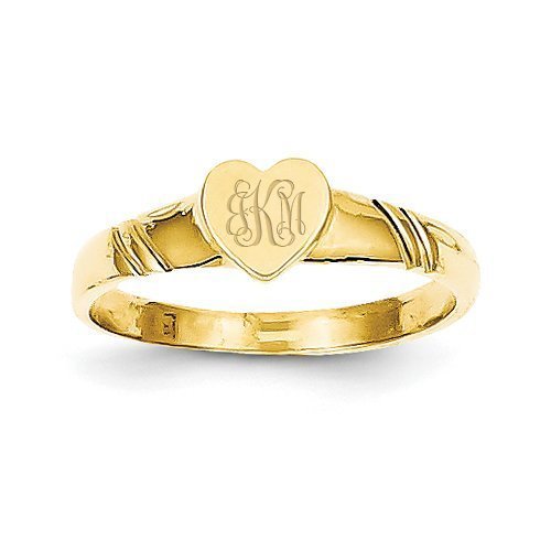 14K Gold Heart Signet Ring
