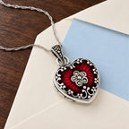 Red Enamel & Marcasite Heart Photo Locket - lifestyle