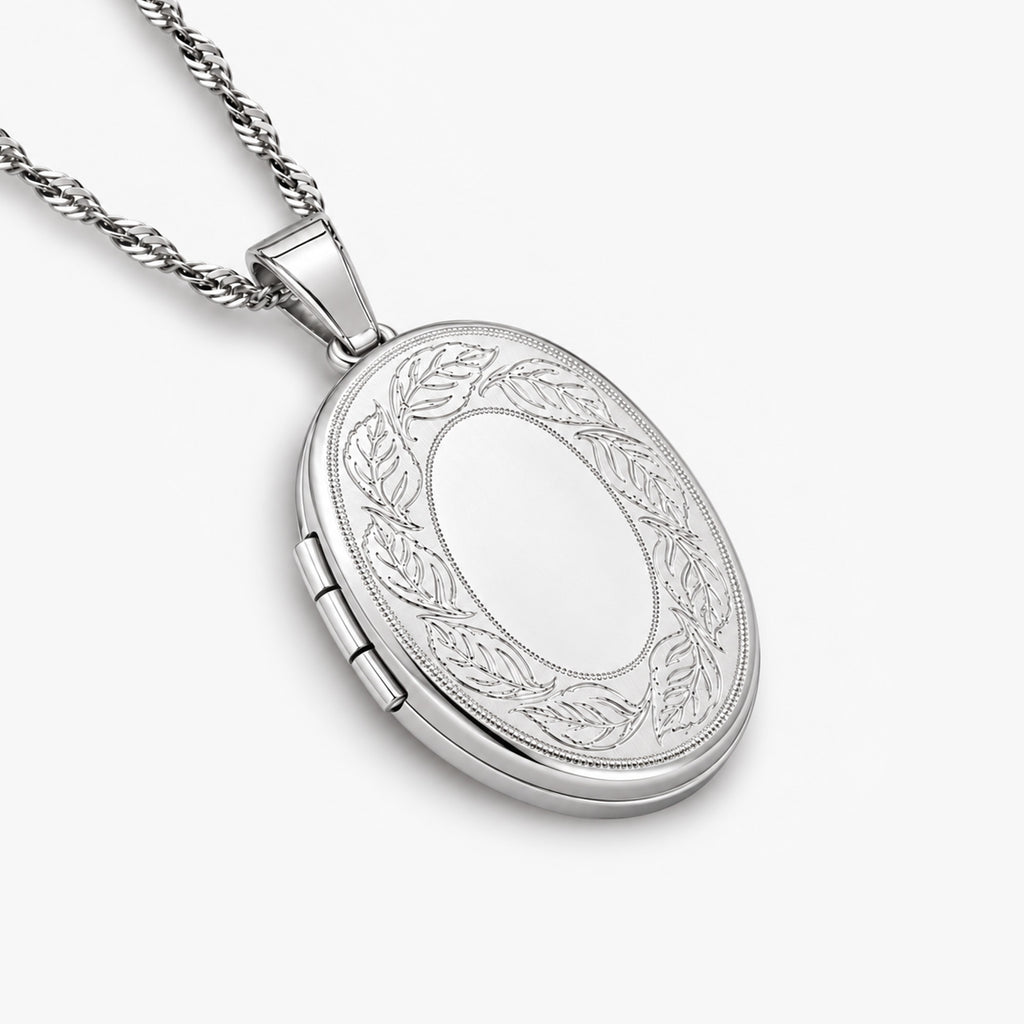Floral Oval Photo Locket