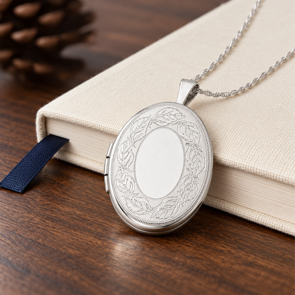 Floral Oval Photo Locket - lifestyle