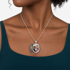 Floral Oval Photo Locket - on model