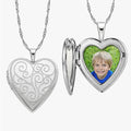 Sterling Silver Swirl Design Heart Photo Locket
