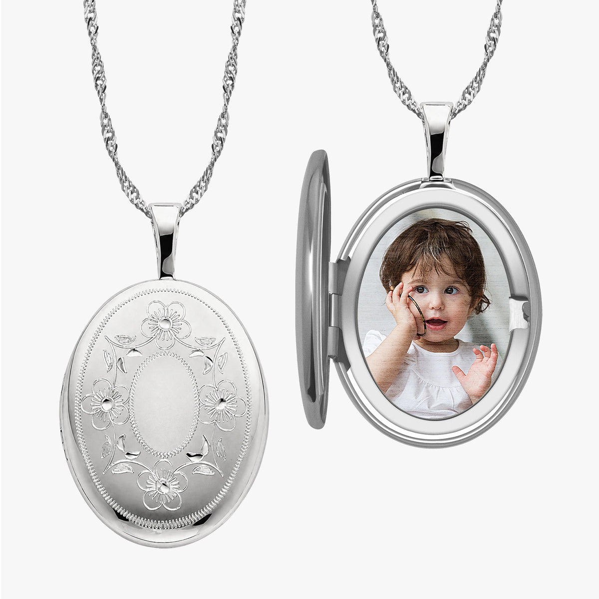 Floral Oval Photo Locket