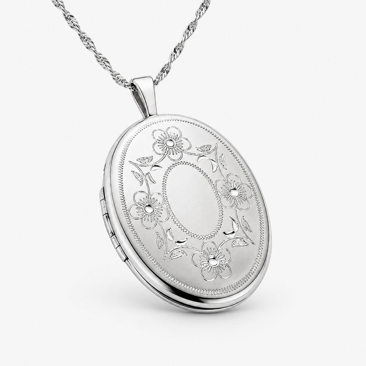 Floral Oval Photo Locket