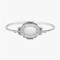 Decorative Border Bangle Bracelet Oval Photo Locket