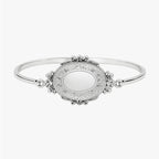 Decorative Border Bangle Bracelet Oval Photo Locket