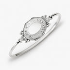 Decorative Border Bangle Bracelet Oval Photo Locket