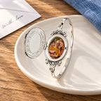 Decorative Border Bangle Bracelet Oval Photo Locket - lifestyle