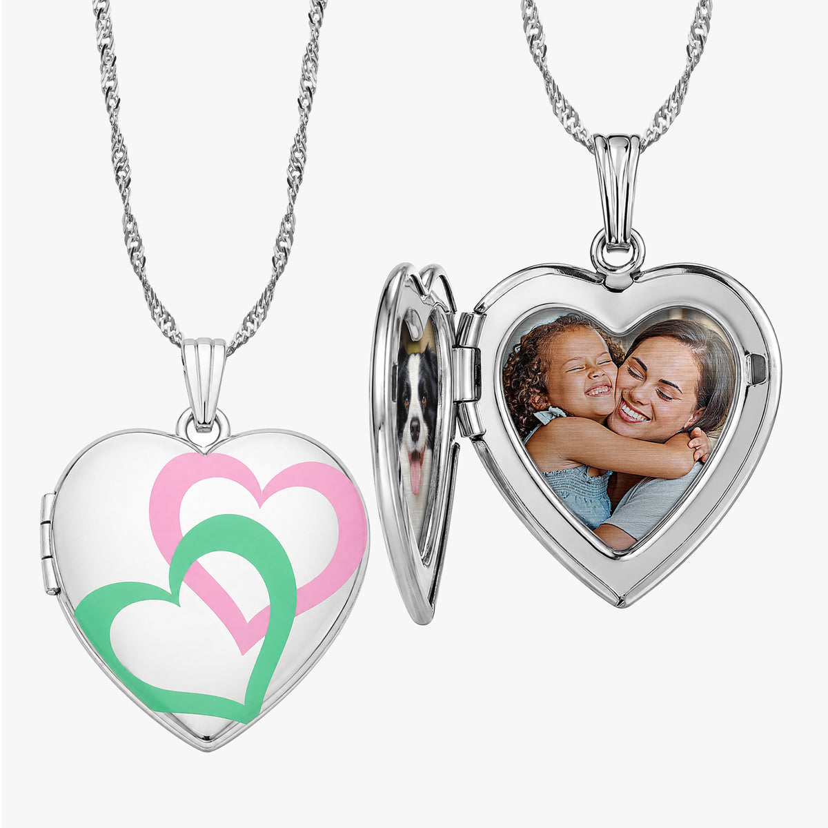 Interlocking Color Heart Photo Locket