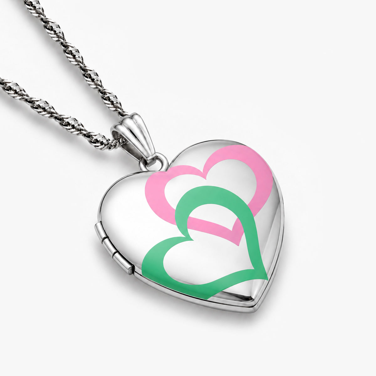 Interlocking Color Heart Photo Locket