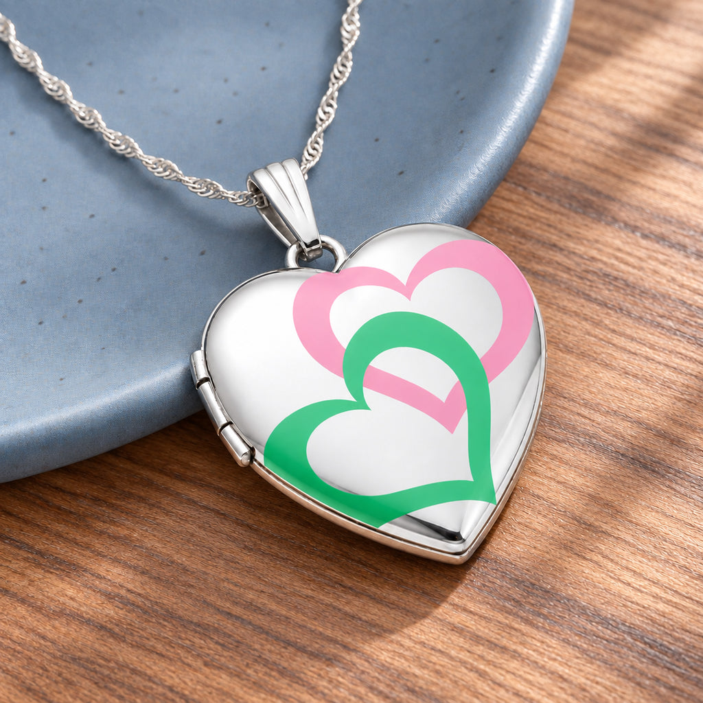 Interlocking Color Heart Photo Locket - lifestyle