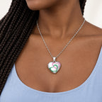 Interlocking Color Heart Photo Locket - on model