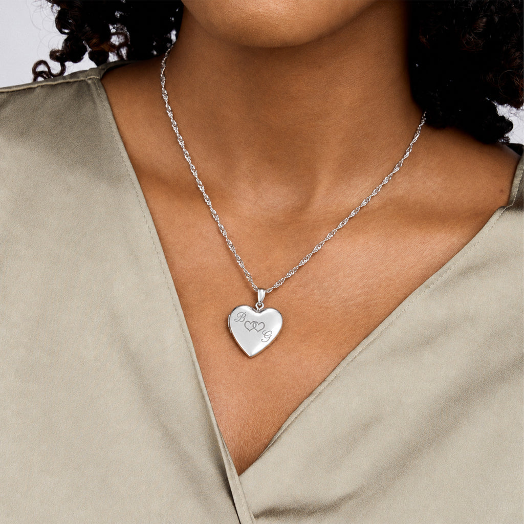 Together Forever Heart Photo Locket - on model