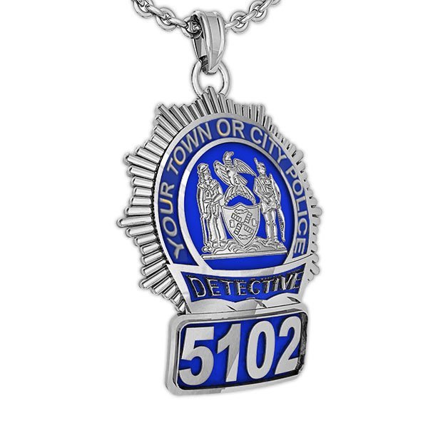 Alternate close-up of the personalized detective badge pendant (PG85770, secondary photo 3)