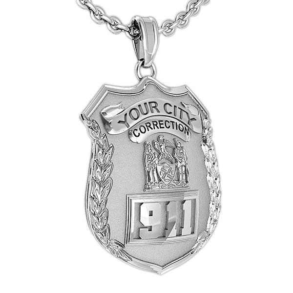 Original catalog photo of Personalized Correction's Badge with Your Number & Department, alternate product view. (PG85776, secondary photo 3)