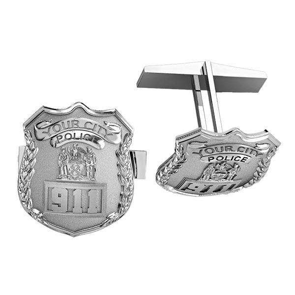 Personalized Police Badge Cuff Links with Your Number & Department