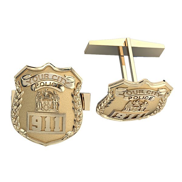 Personalized Police Badge Cuff Links with Your Number & Department