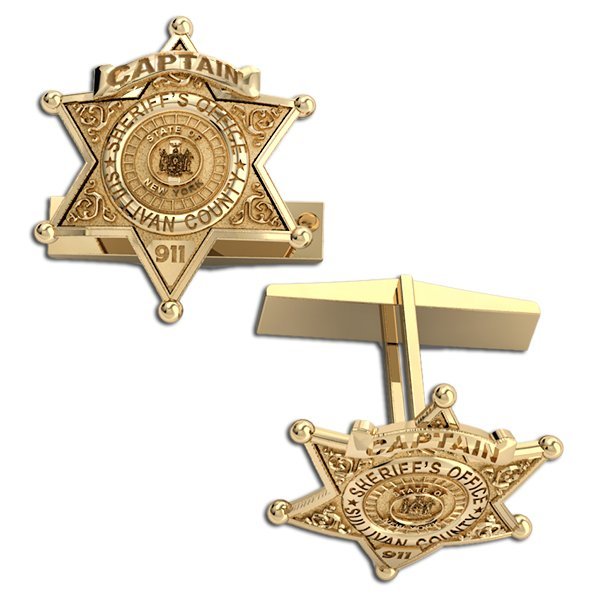 Personalized Sheriff Badge Cuff Links with Number, Rank & Dept.