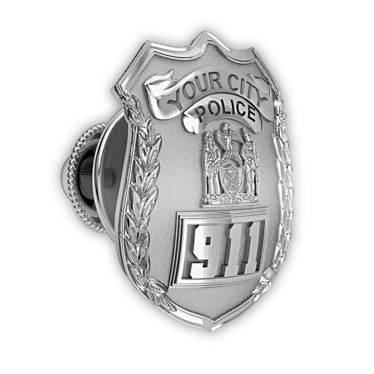 Personalized Police Badge Tie Tacks with Your Number & Department