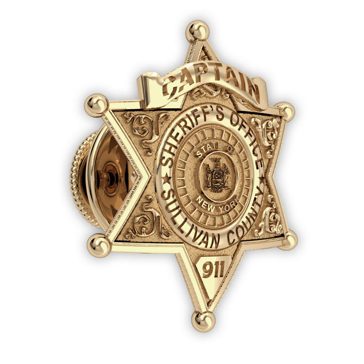 Personalized Sheriff Badge Tie Tack with Number, Rank & Dept.