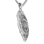 Silver New Jersey corrections badge pendant shown from the side. (PG85941, secondary photo 3)