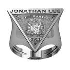 Original catalog photo of Personalized Triangle Shape State Police Badge Ring with Number & Name, alternate product view. (PG85985, secondary photo 0)