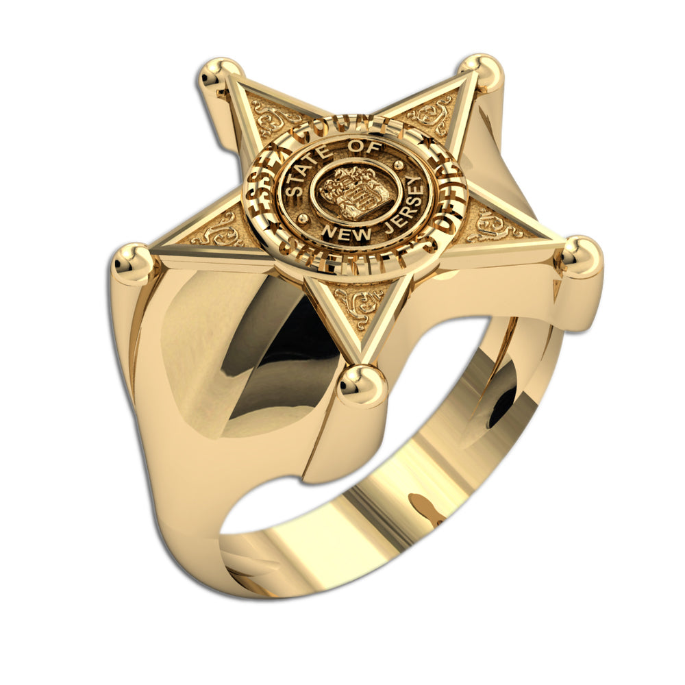 New Jersey sheriff star ring shown at an angled view (PG85986, secondary photo 2)