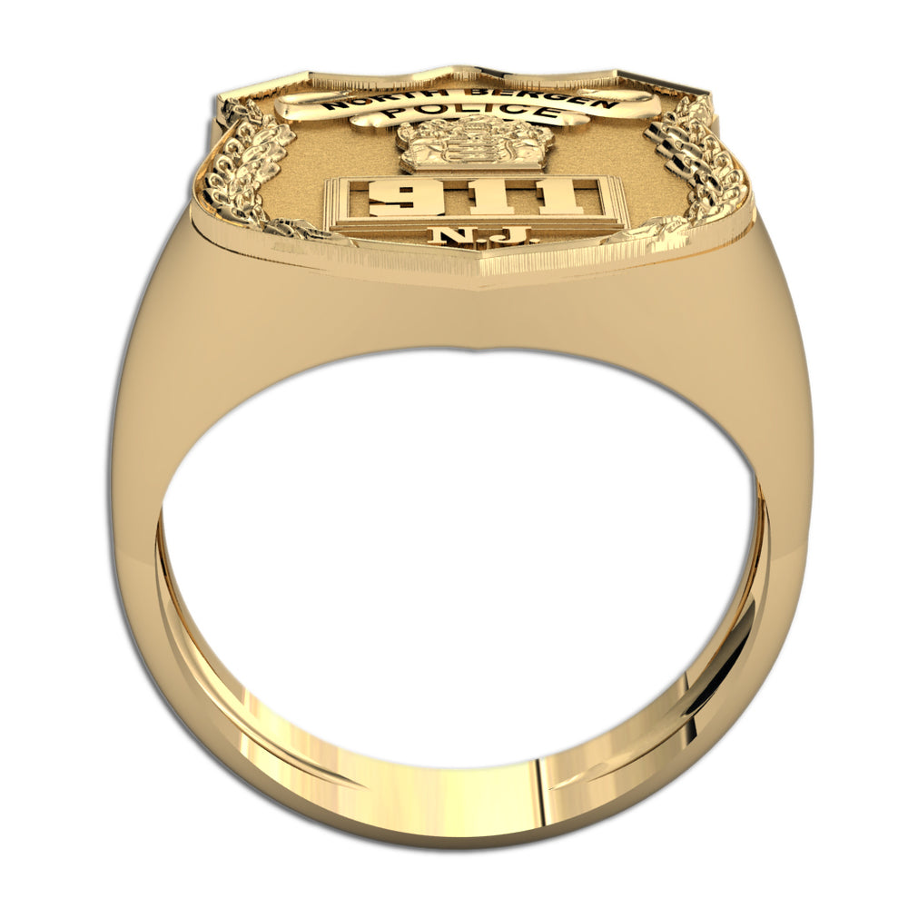 Gold police badge ring viewed from the back, showing its band. (PG85987, secondary photo 2)