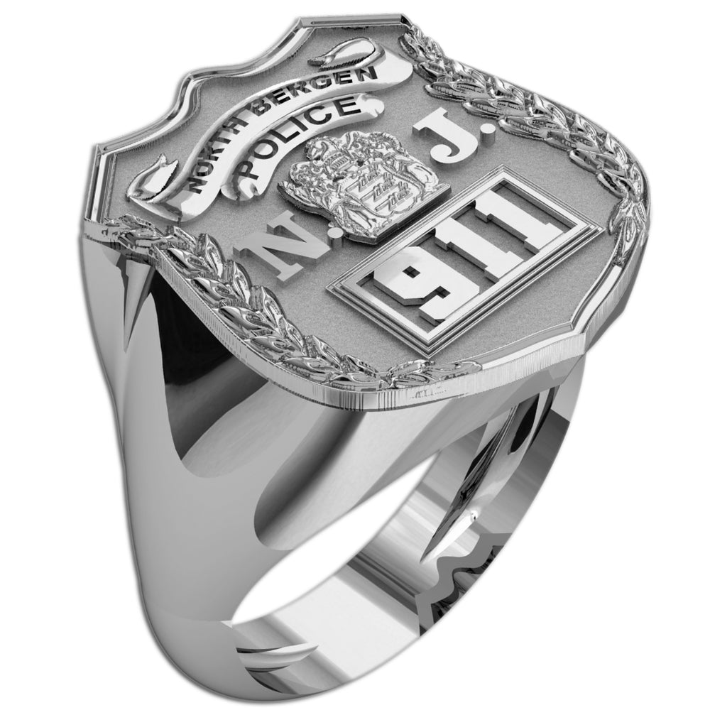 Side view of a silver New Jersey police badge ring (PG85988, secondary photo 3)