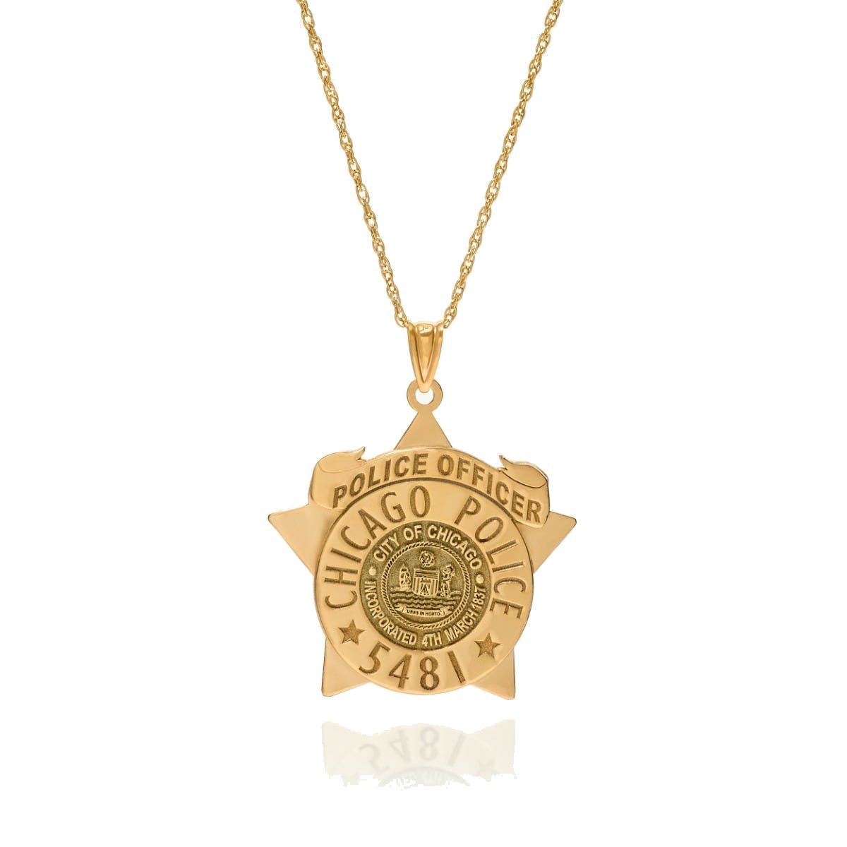 Personalized Chicago Police Star Badge with Your Name or Rank and Number