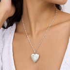 Mother & Daughter /Or Son Forever Heart Photo Locket - on model