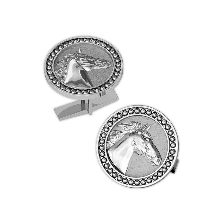 Round Horse Cuff Links