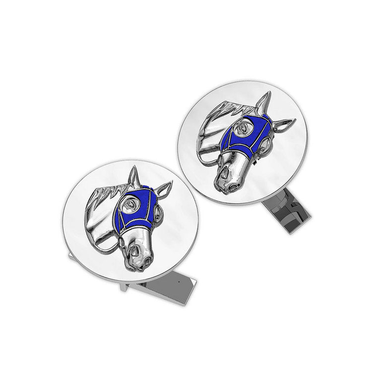 Round Blinder Horse Cuff Links