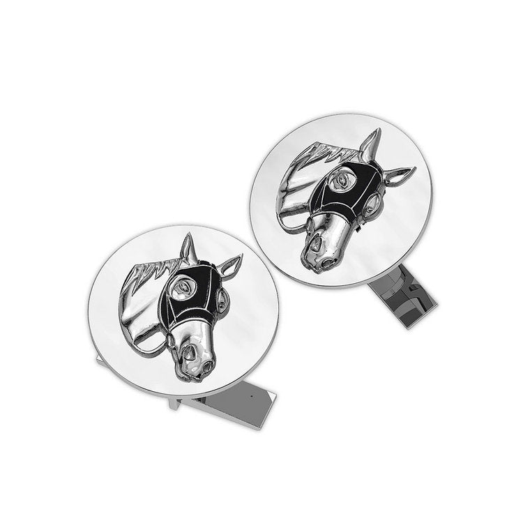 Round Blinder Horse Cuff Links