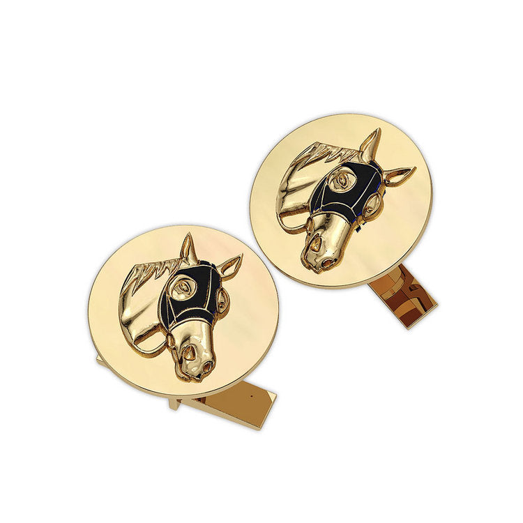 Round Blinder Horse Cuff Links