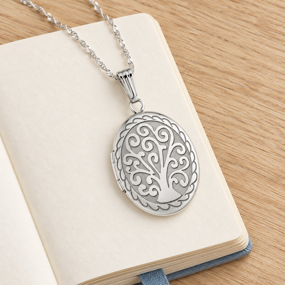 Tree of Life Oval Photo Locket - lifestyle