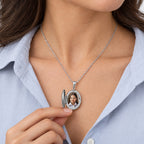 Tree of Life Oval Photo Locket - on model