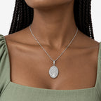Tree of Life Oval Photo Locket - on model